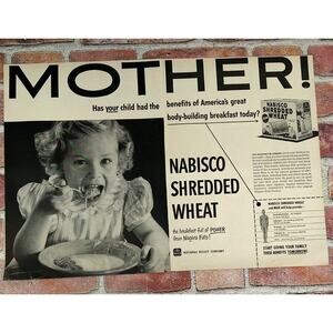 Nabisco Shredded‎ Wheat - MOTHER! - Large 2-PG 1950 Original Retro Vtg PRINT AD